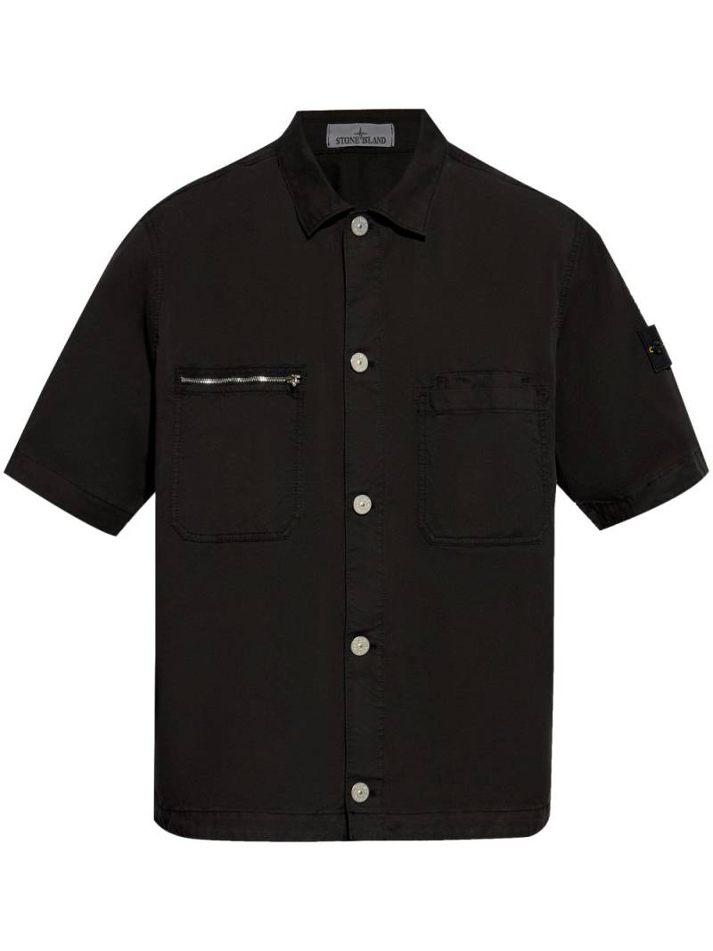 Stone Island Compass-motif cotton-blend shirt - Black von Stone Island