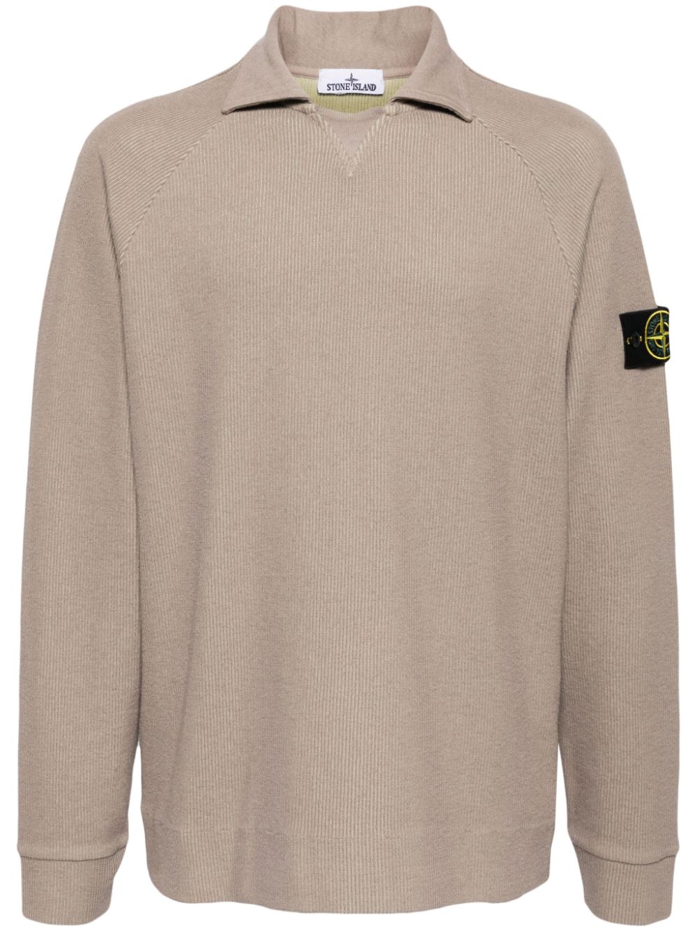 Stone Island Compass-motif knit polo shirt - Brown von Stone Island