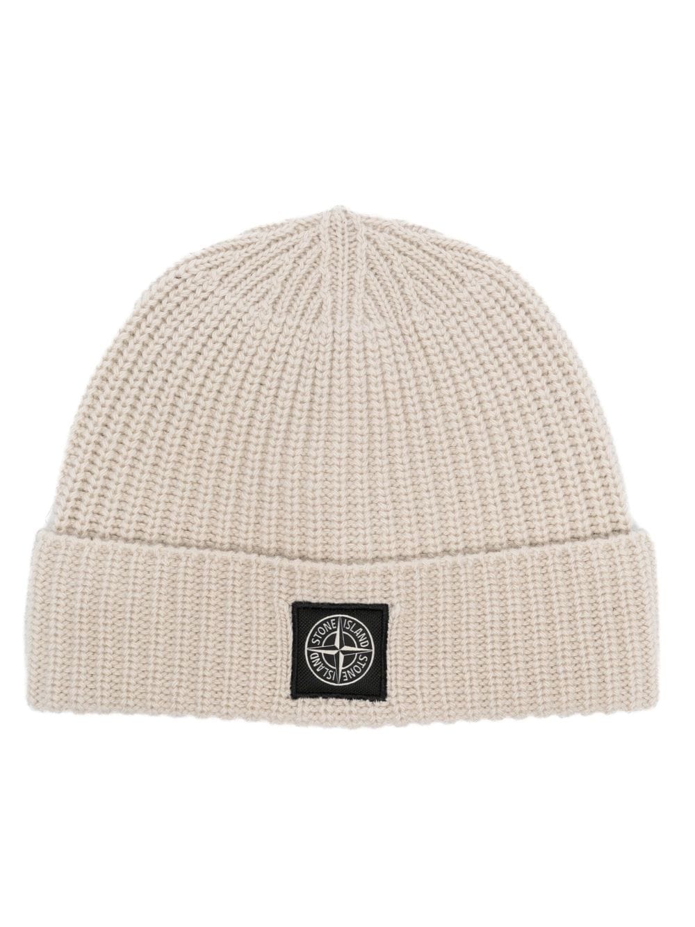 Stone Island Compass-motif ribbed-knit beanie - Neutrals von Stone Island