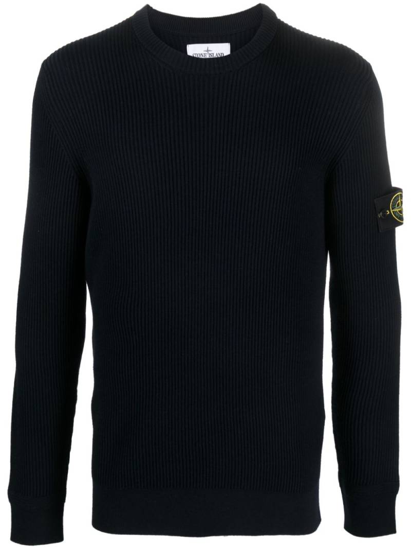 Stone Island Compass-motif ribbed-knit jumper - Blue von Stone Island