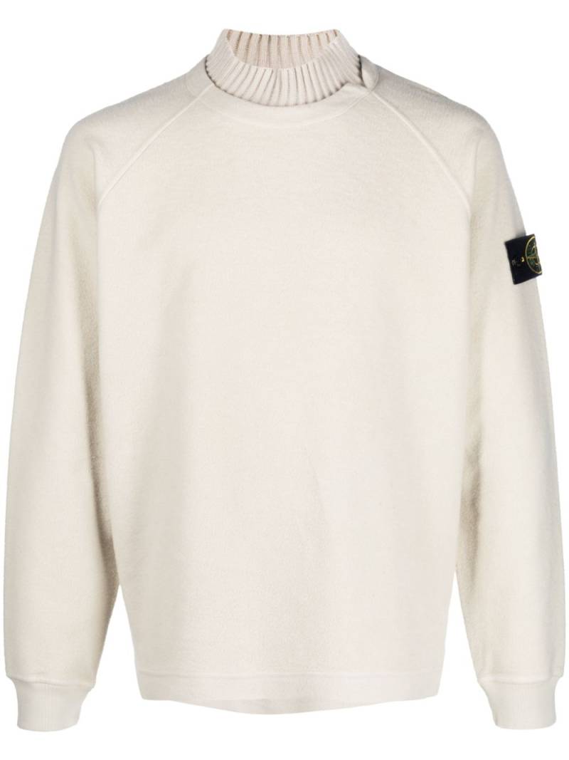 Stone Island Compass-patch fleece-texture jumper - Neutrals von Stone Island