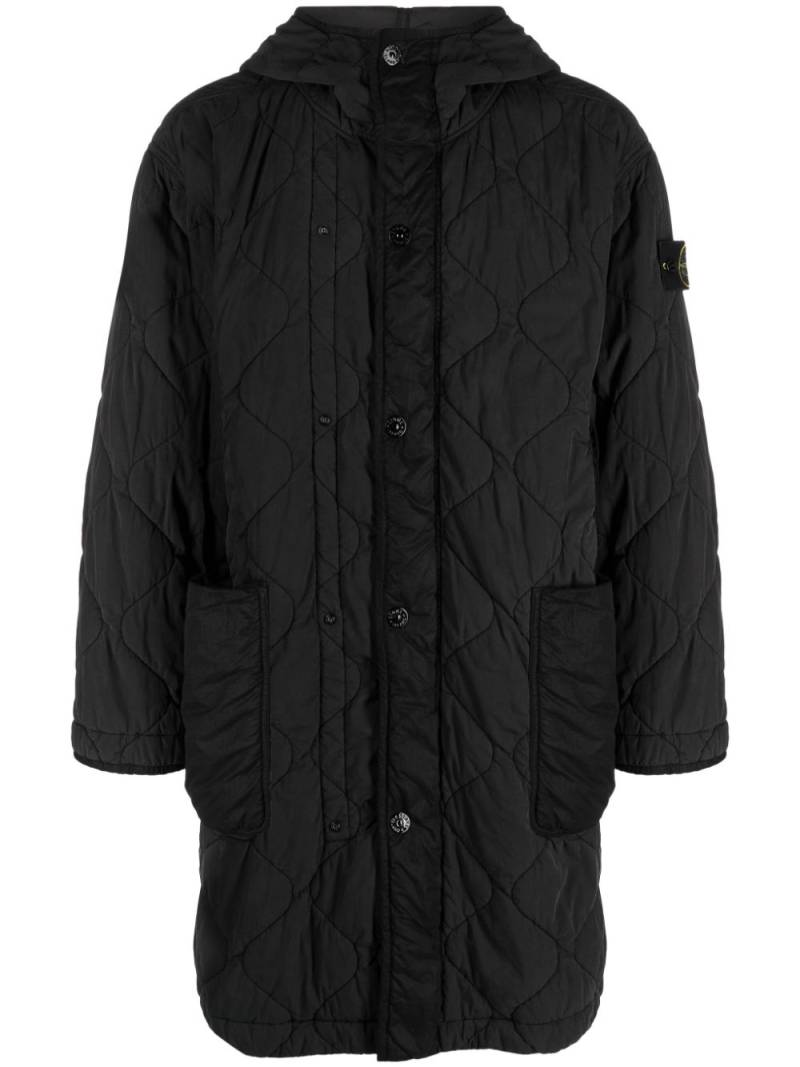 Stone Island Compass-patch hooded puffer coat - Black von Stone Island