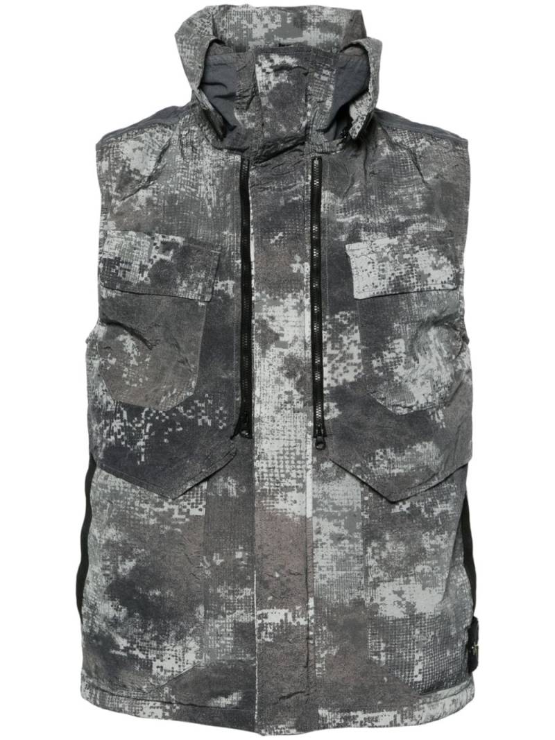 Stone Island Dissolving Grid Camo padded gilet - Grey von Stone Island