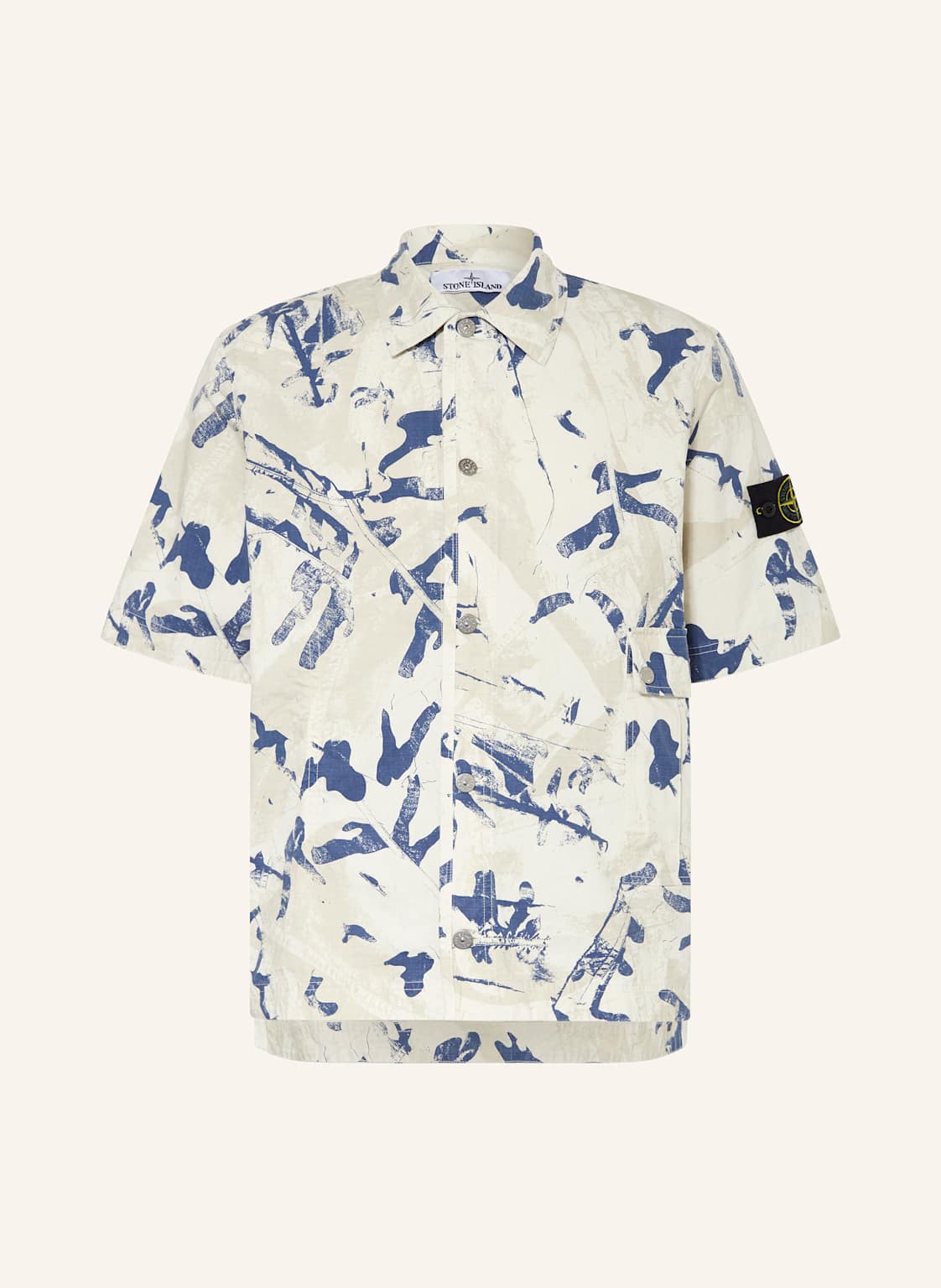 Stone Island Kurzarm-Hemd Comfort Fit weiss von Stone Island