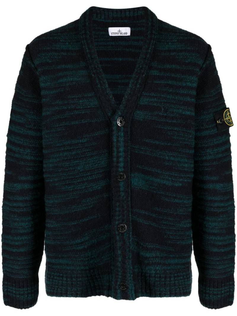 Stone Island compass-badge wool-blend cardigan - Blue von Stone Island