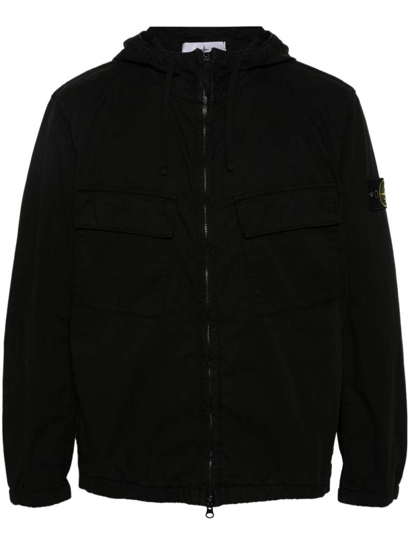 Stone Island cotton twill hooded jacket - Black von Stone Island