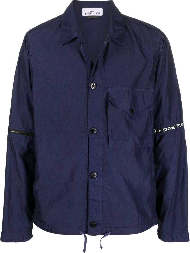 Stone Island detachable-sleeves logo-print shirt jacket - Blue von Stone Island