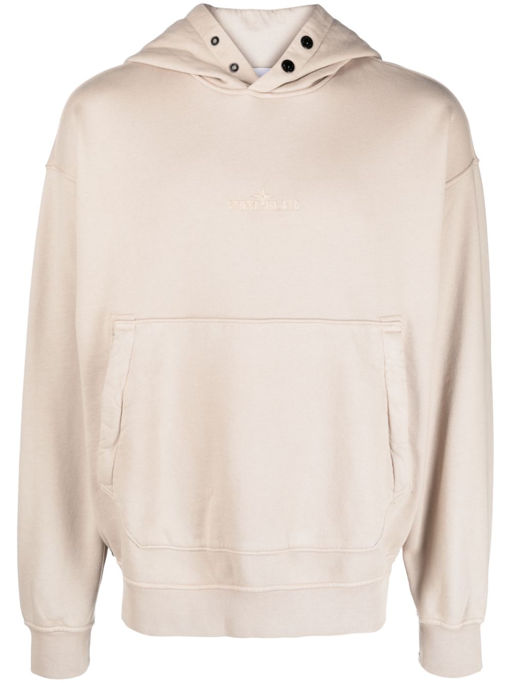 Stone Island embroidered-logo cotton hoodie - Neutrals von Stone Island