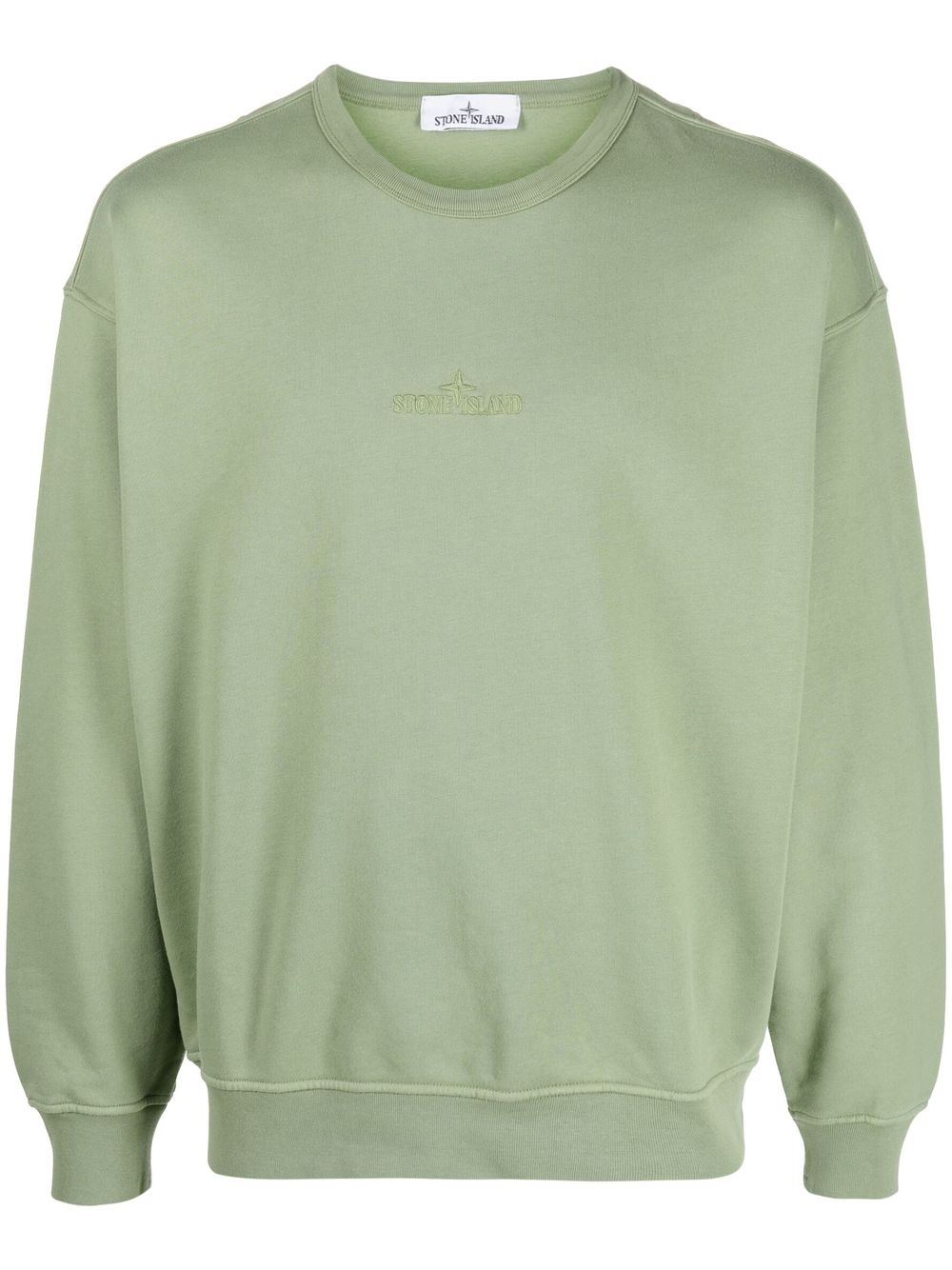 Stone Island embroidered-logo cotton sweatshirt - Green von Stone Island