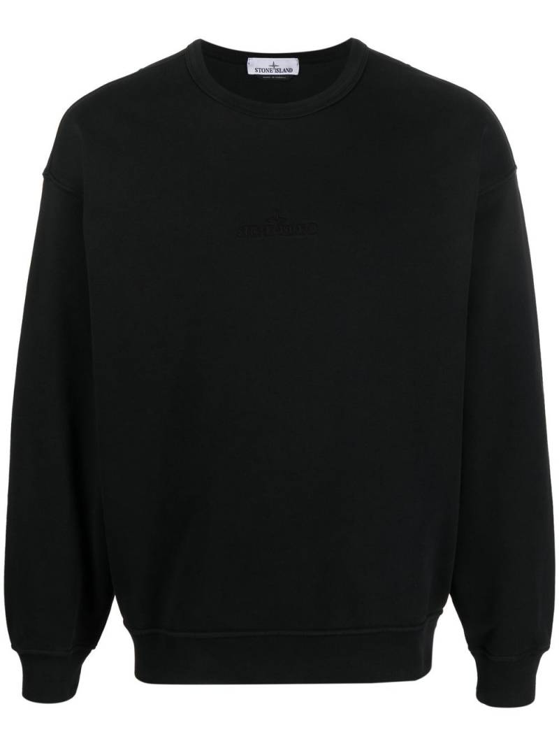 Stone Island embroidered-logo crewneck sweatshirt - Black von Stone Island