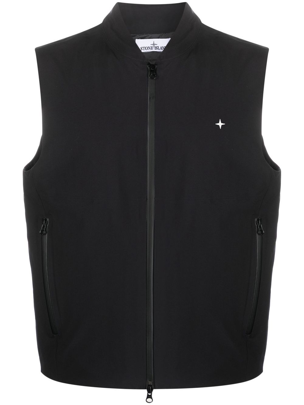 Stone Island embroidered logo zipped waistcoat - Black von Stone Island