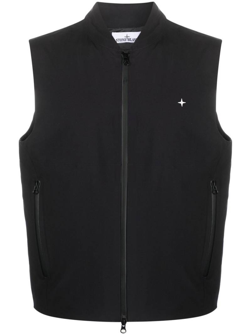 Stone Island embroidered logo zipped waistcoat - Black von Stone Island