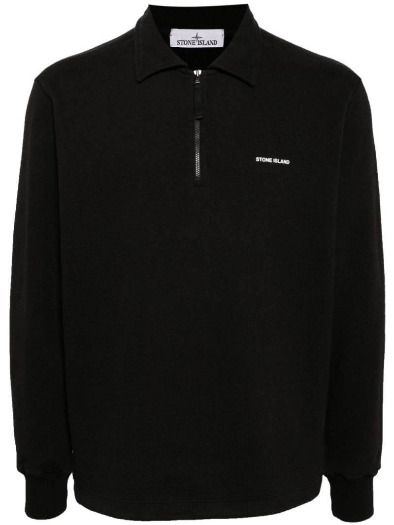 Stone Island half-zip cotton polo shirt - Black von Stone Island