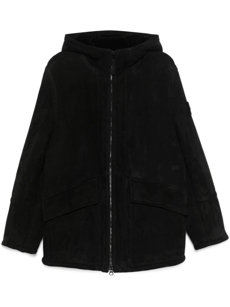 Stone Island hooded suede jacket - Black von Stone Island