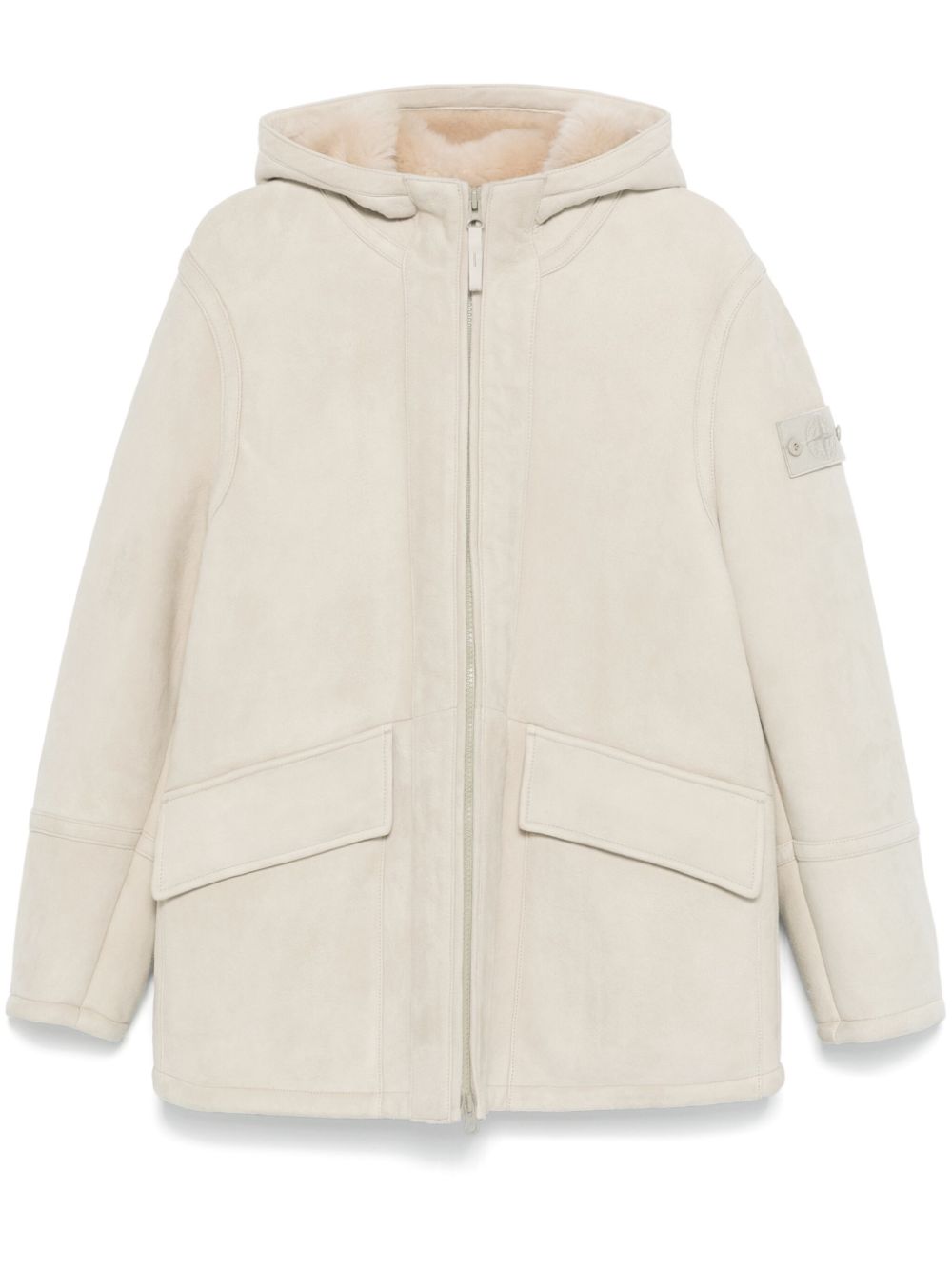 Stone Island hooded suede jacket - Neutrals von Stone Island