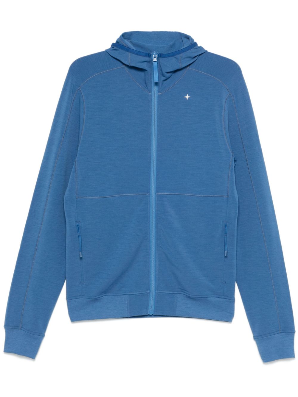 Stone Island logo-embroidered hoodie - Blue von Stone Island