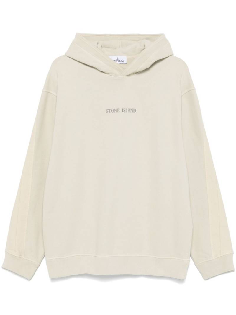 Stone Island logo-embroidered hoodie - Neutrals von Stone Island