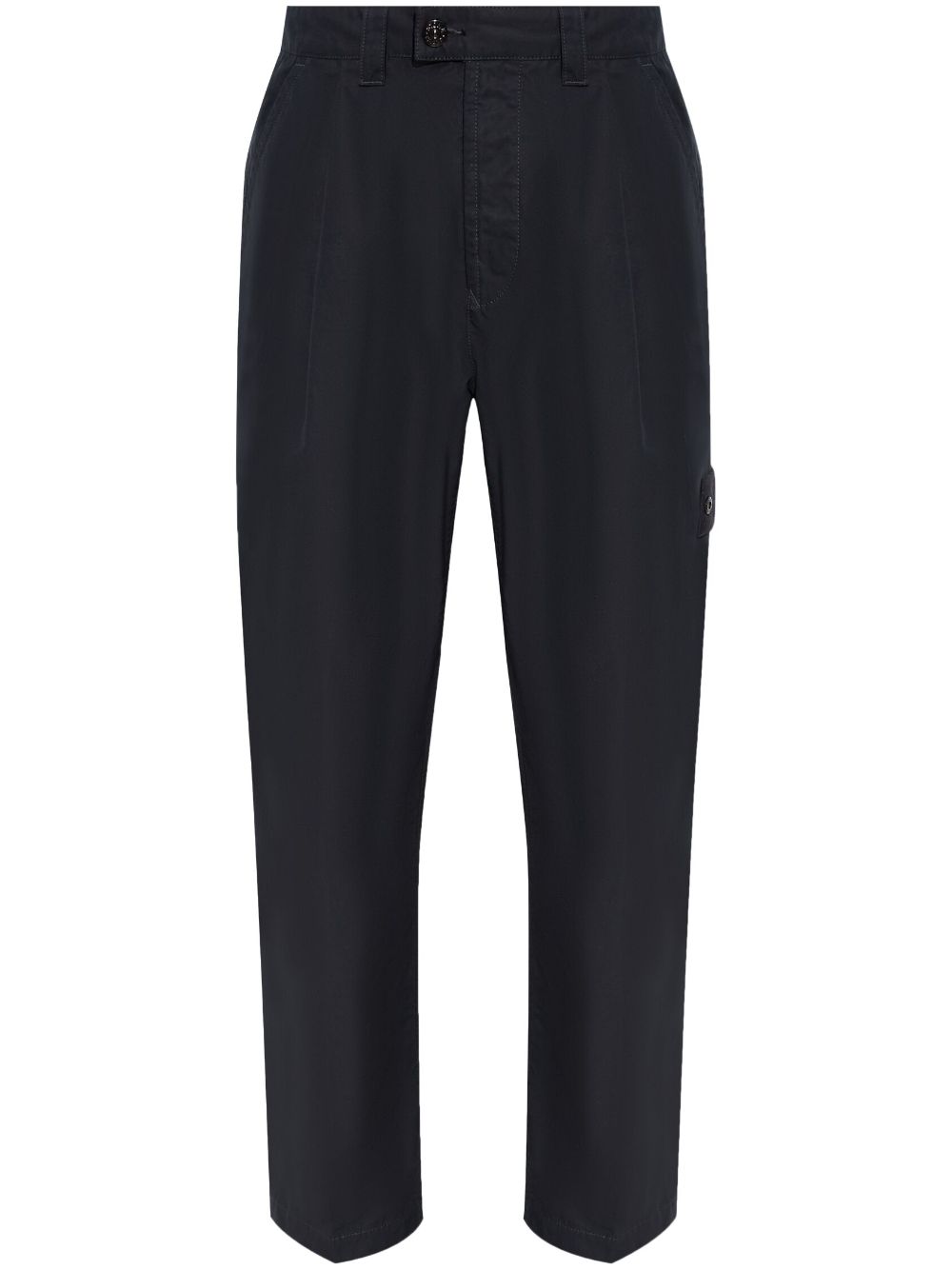 Stone Island logo-patch cotton straight-leg trousers - Black von Stone Island