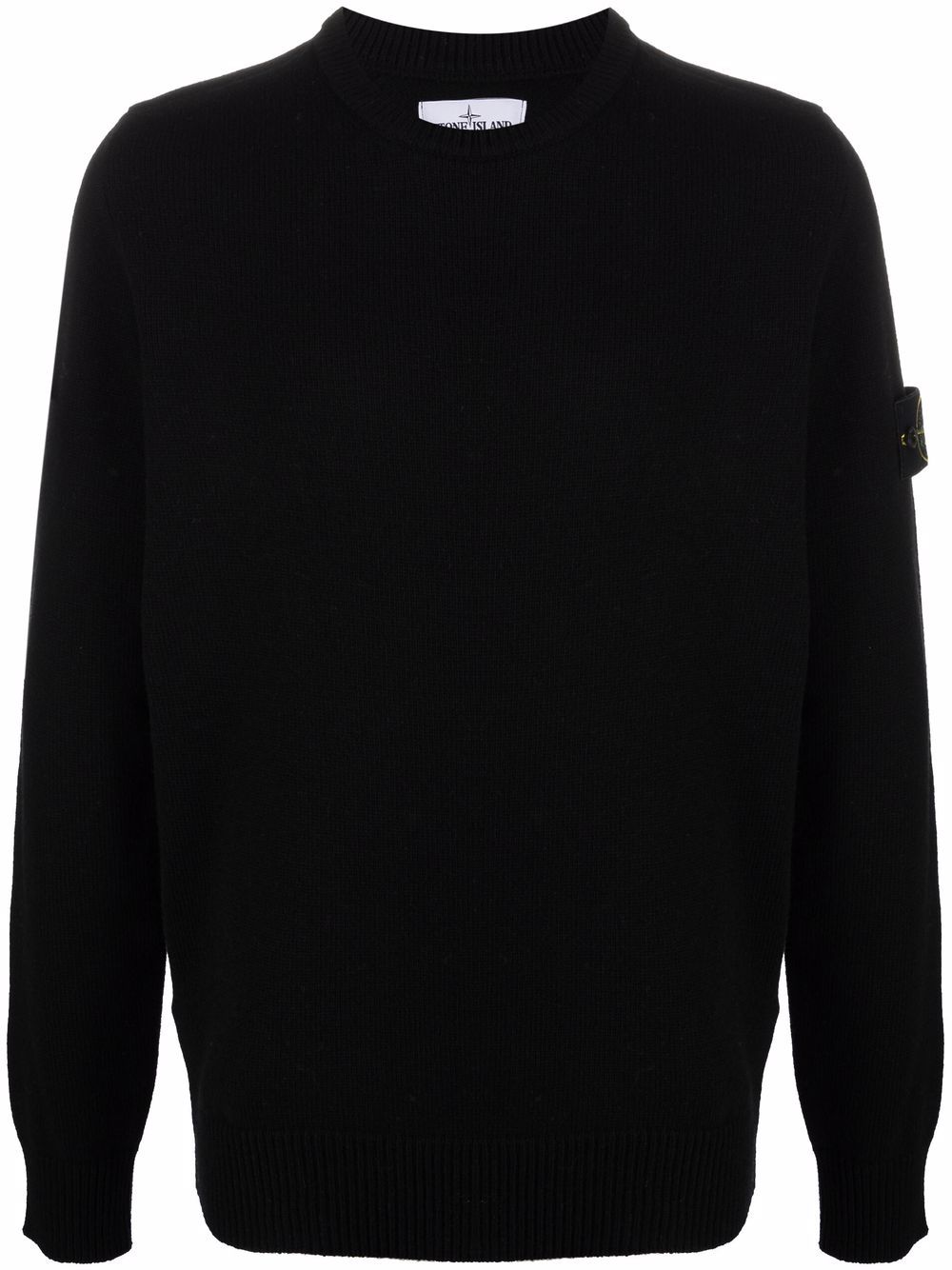 Stone Island logo-patch crew-neck jumper - Black von Stone Island