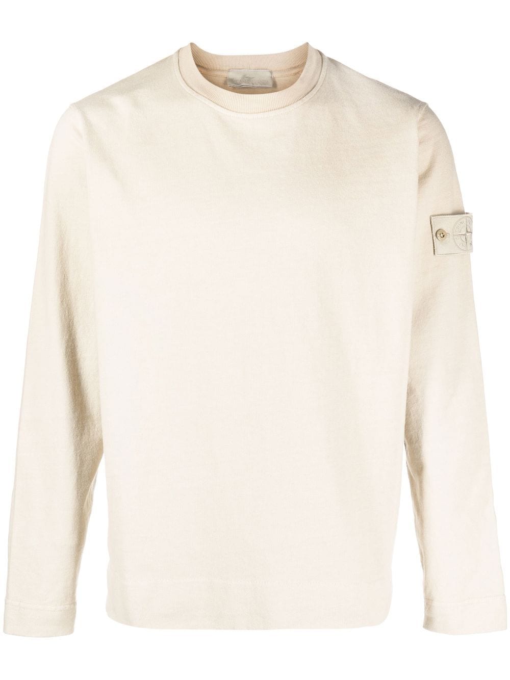 Stone Island logo-patch crew-neck sweatshirt - Neutrals von Stone Island