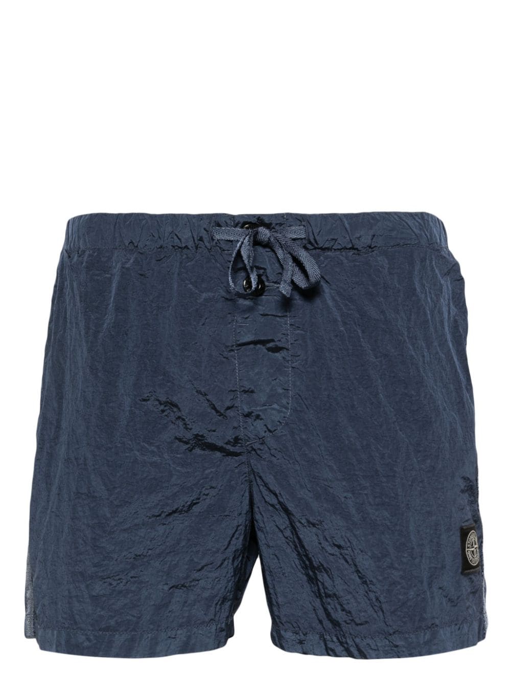 Stone Island logo-patch crinkled swim shorts - Blue von Stone Island