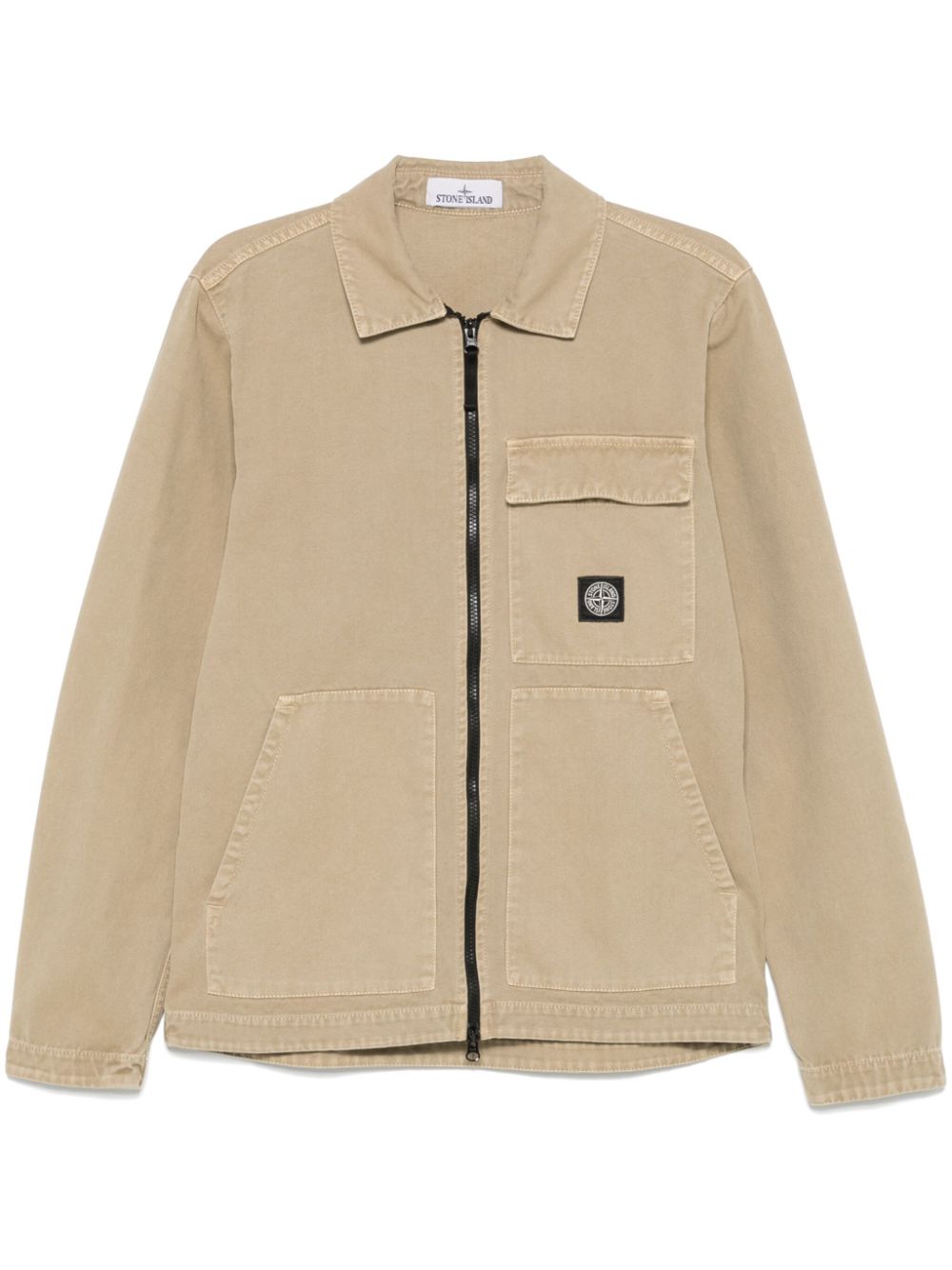 Stone Island logo-patch shirt - Neutrals von Stone Island