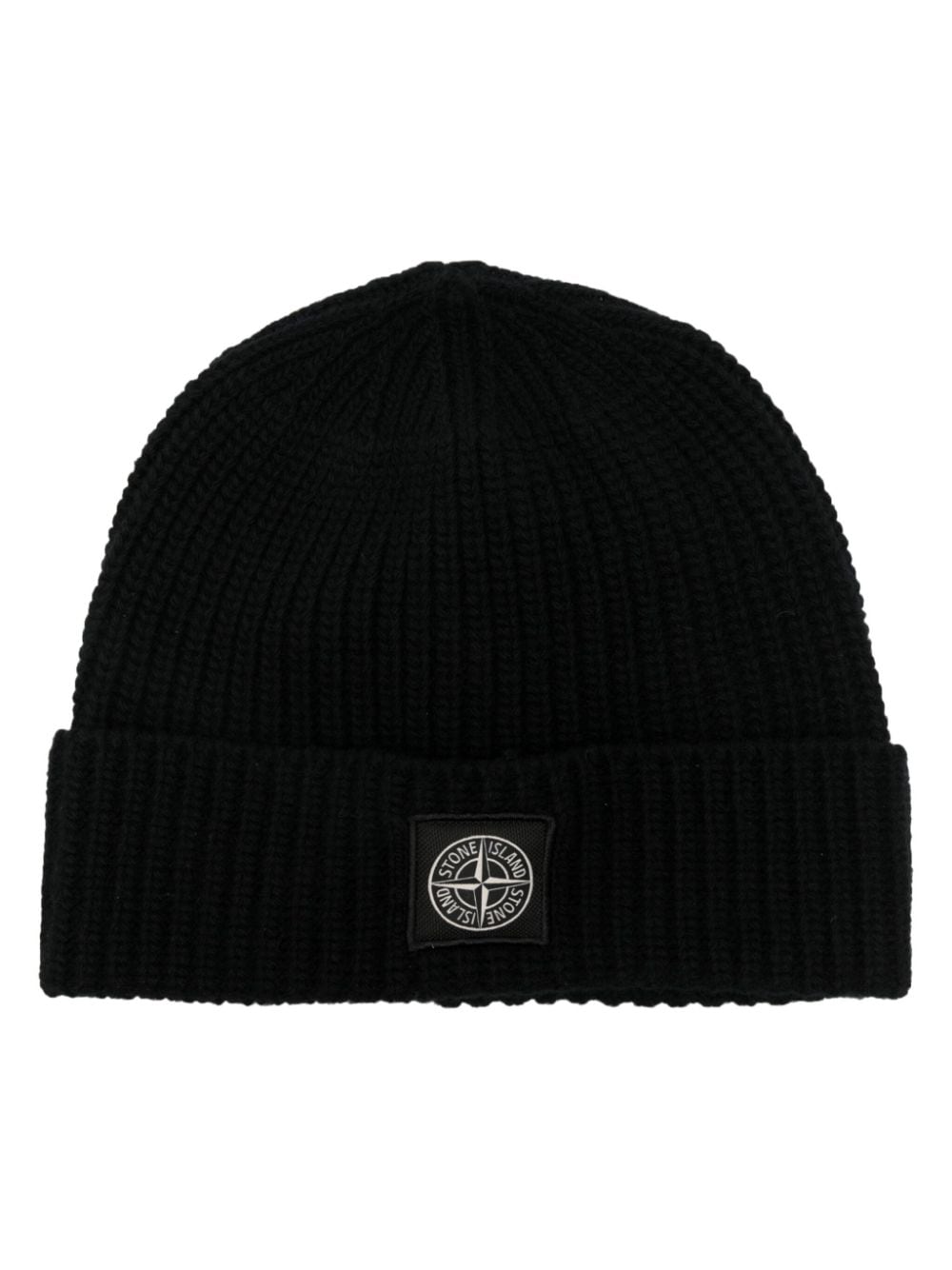 Stone Island logo-patch virgin wool beanie - Black von Stone Island