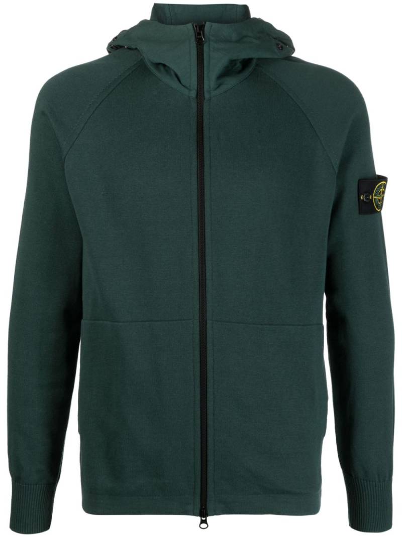 Stone Island logo-patch zip-up hoodie - Green von Stone Island