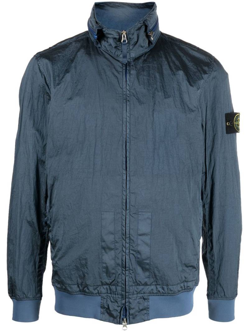 Stone Island logo-patch zip-up jacket - Blue von Stone Island