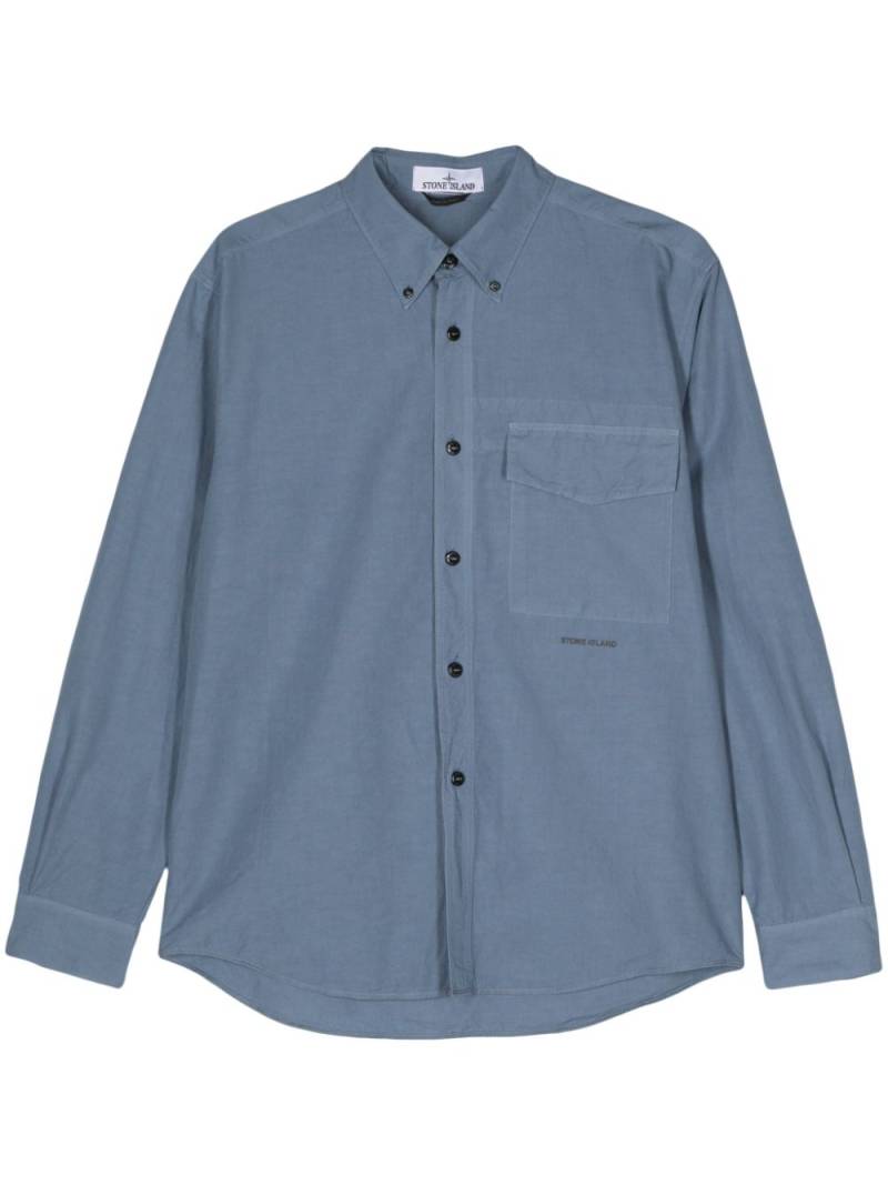 Stone Island logo-print cotton linen shirt - Blue von Stone Island