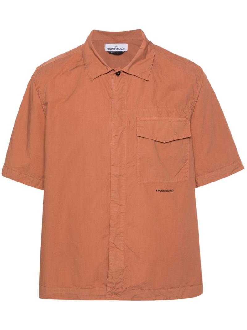 Stone Island logo-print creased shirt - Orange von Stone Island