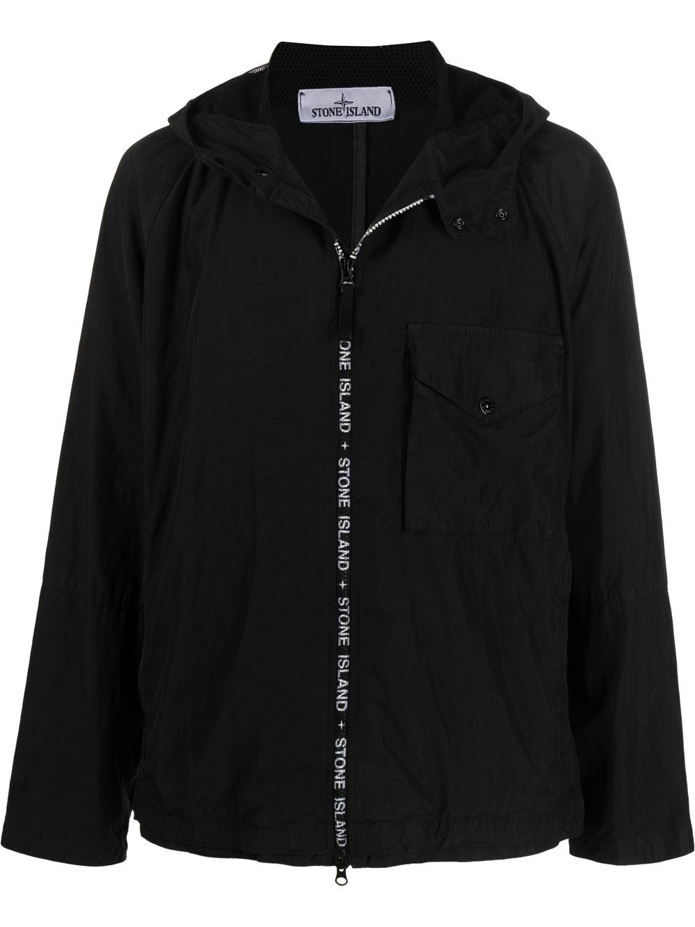 Stone Island logo-trim hooded jacket - Black von Stone Island