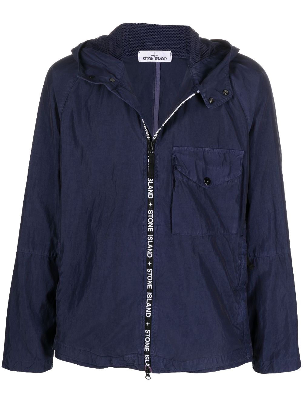 Stone Island logo-trim hooded jacket - Blue von Stone Island