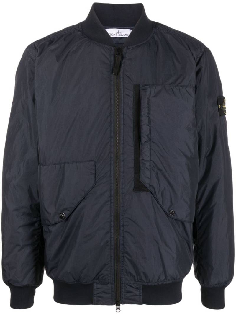 Stone Island Compass-badge panelled bomber jacket - Blue von Stone Island