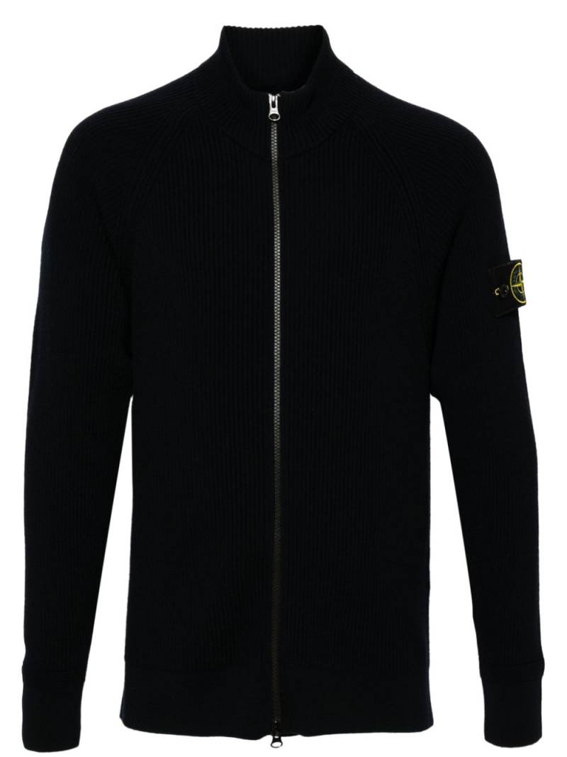 Stone Island ribbed-knit zip-up cardigan - Blue von Stone Island