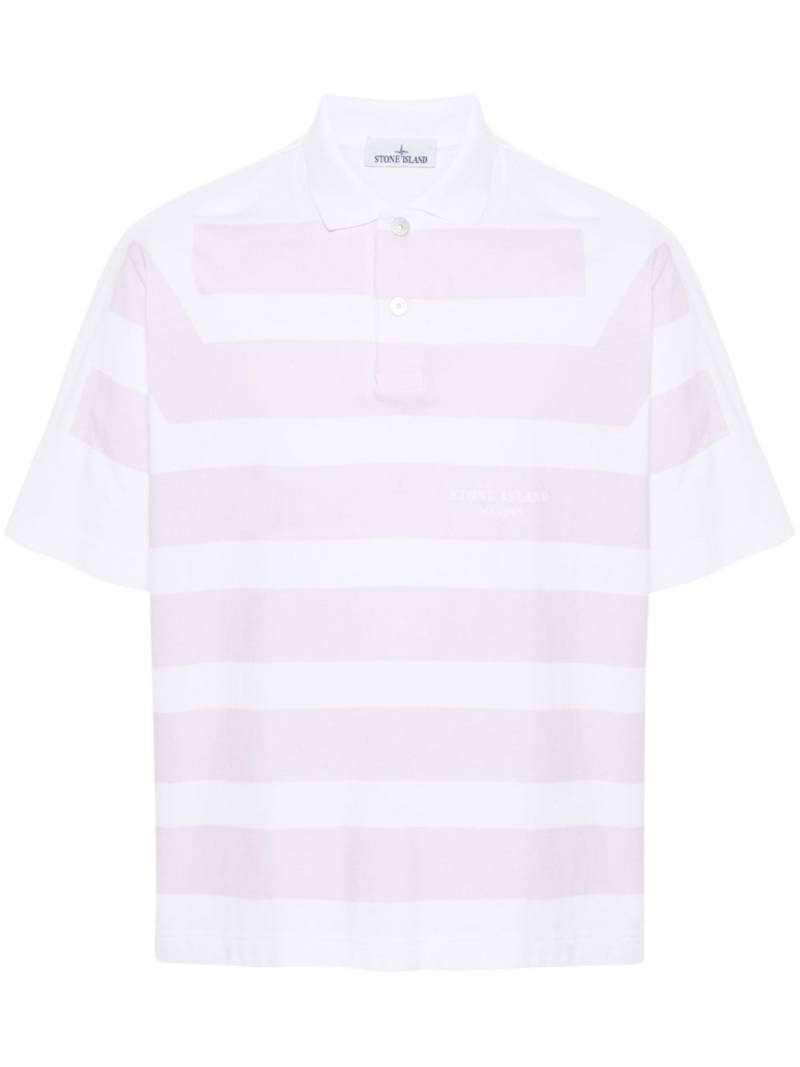 Stone Island striped cotton polo shirt - White von Stone Island