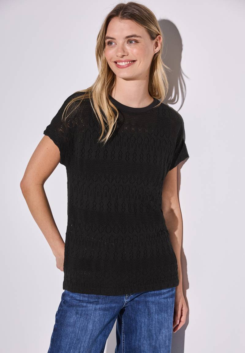 STREET ONE Kurzarmpullover, mit filigranem Muster von Street One