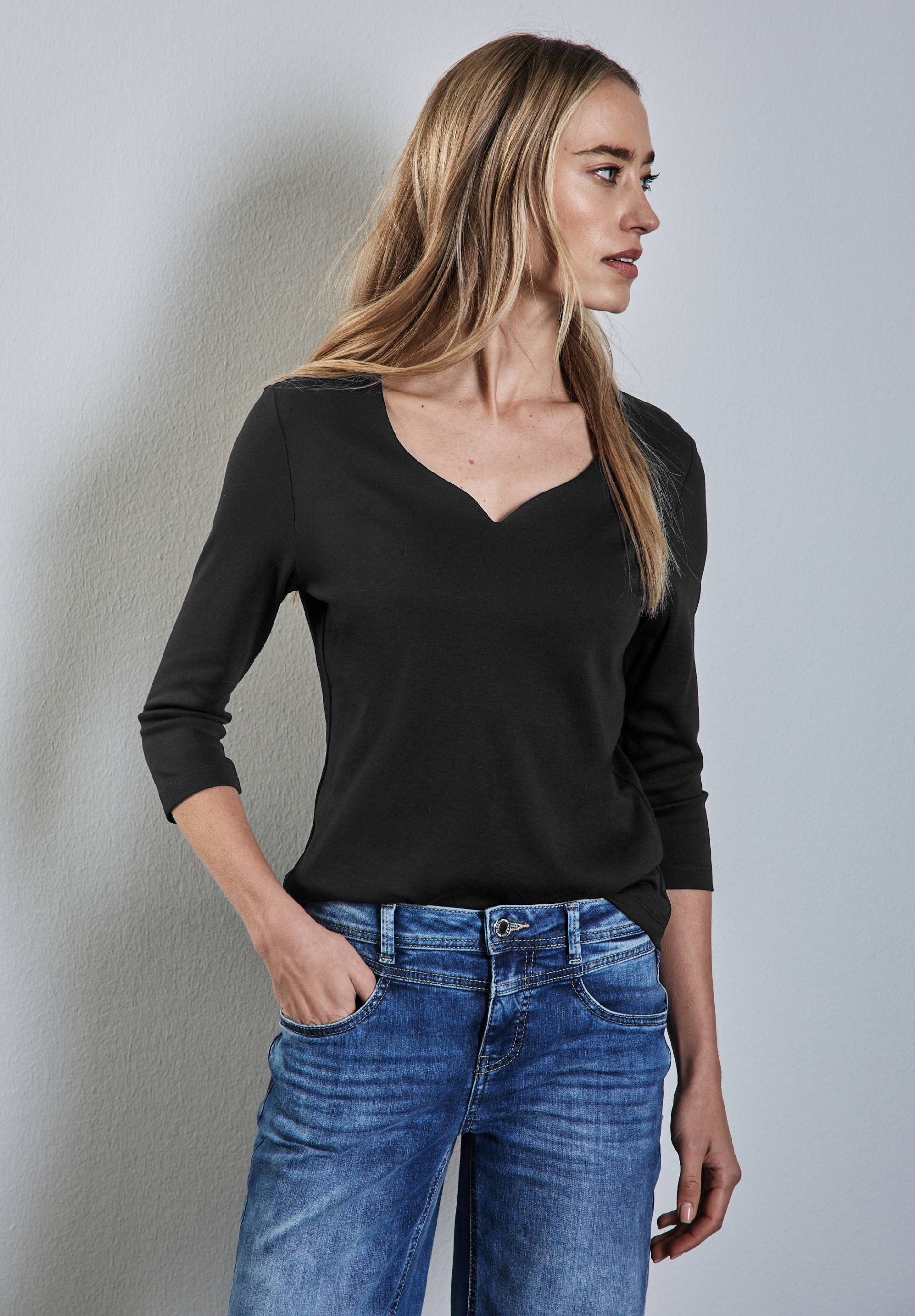 STREET ONE Langarmshirt, mit Herzausschnitt STREET ONE Langarmshirt, mit Herzausschnitt von Street One