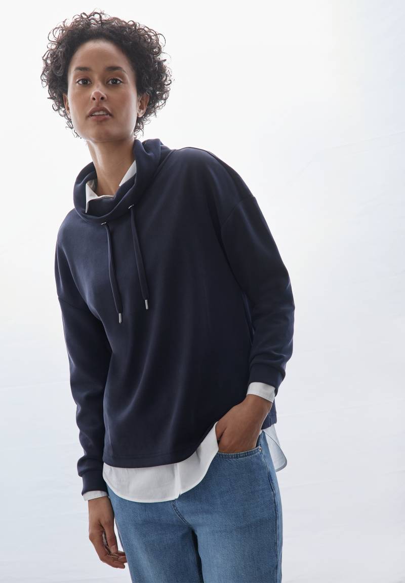 STREET ONE Langarmshirt, mit grossem Kragen und Kordelzug von Street One