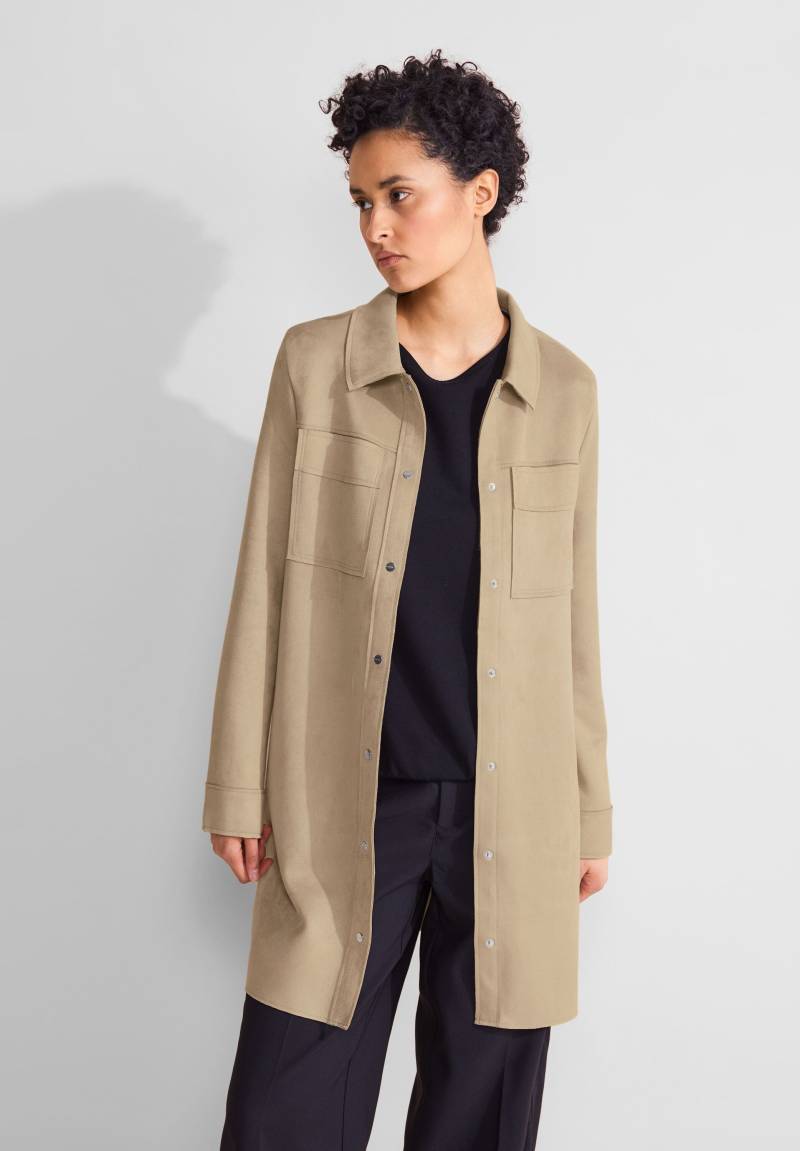 STREET ONE Langjacke, ohne Kapuze, Long Velour Jacket mit Hemdkragen und Brusttaschen STREET ONE Langjacke, ohne Kapuze, Long Velour Jacket mit Hemdkragen und Brusttaschen von Street One