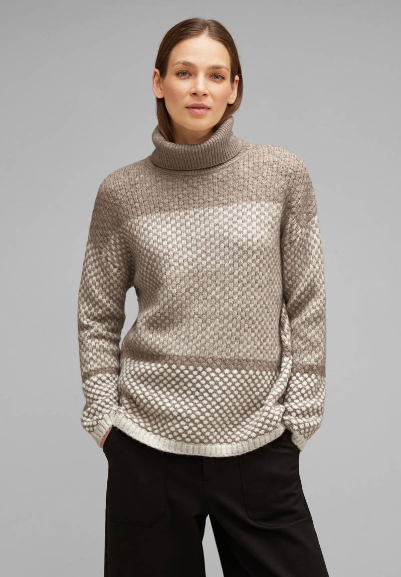 STREET ONE Rollkragenpullover »Rollkragen-Pullover«, Modisches Strickmuster von Street One