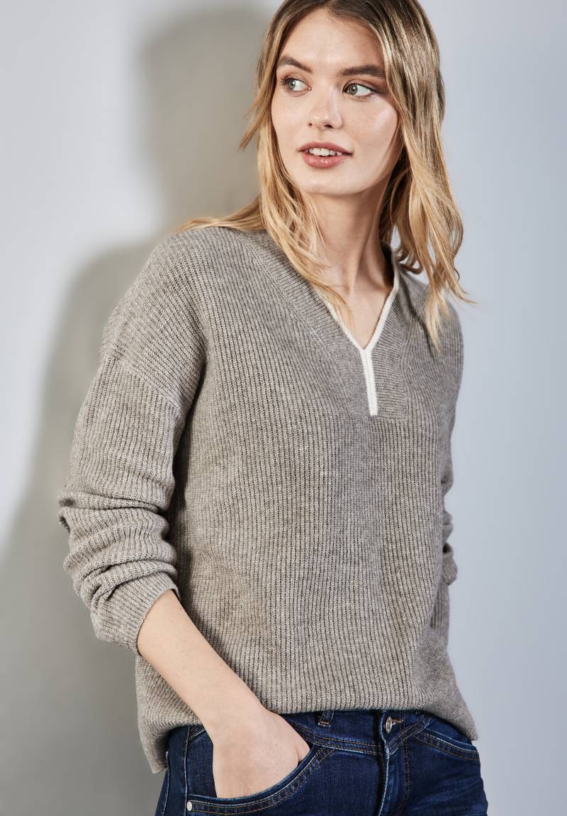 STREET ONE Strickpullover, mit Kontrastdetail von Street One