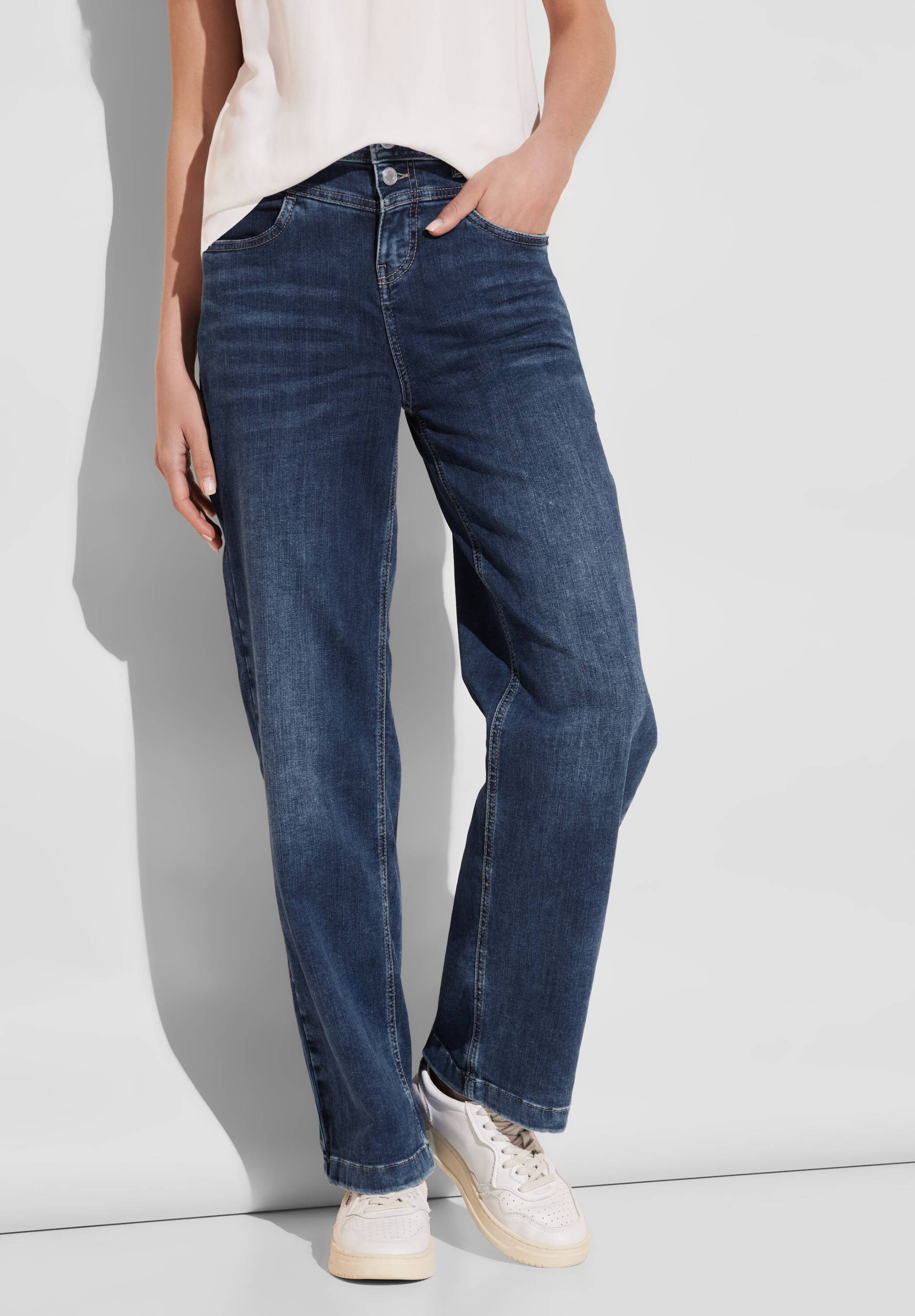 STREET ONE Weite Jeans, in blauer Waschung von Street One