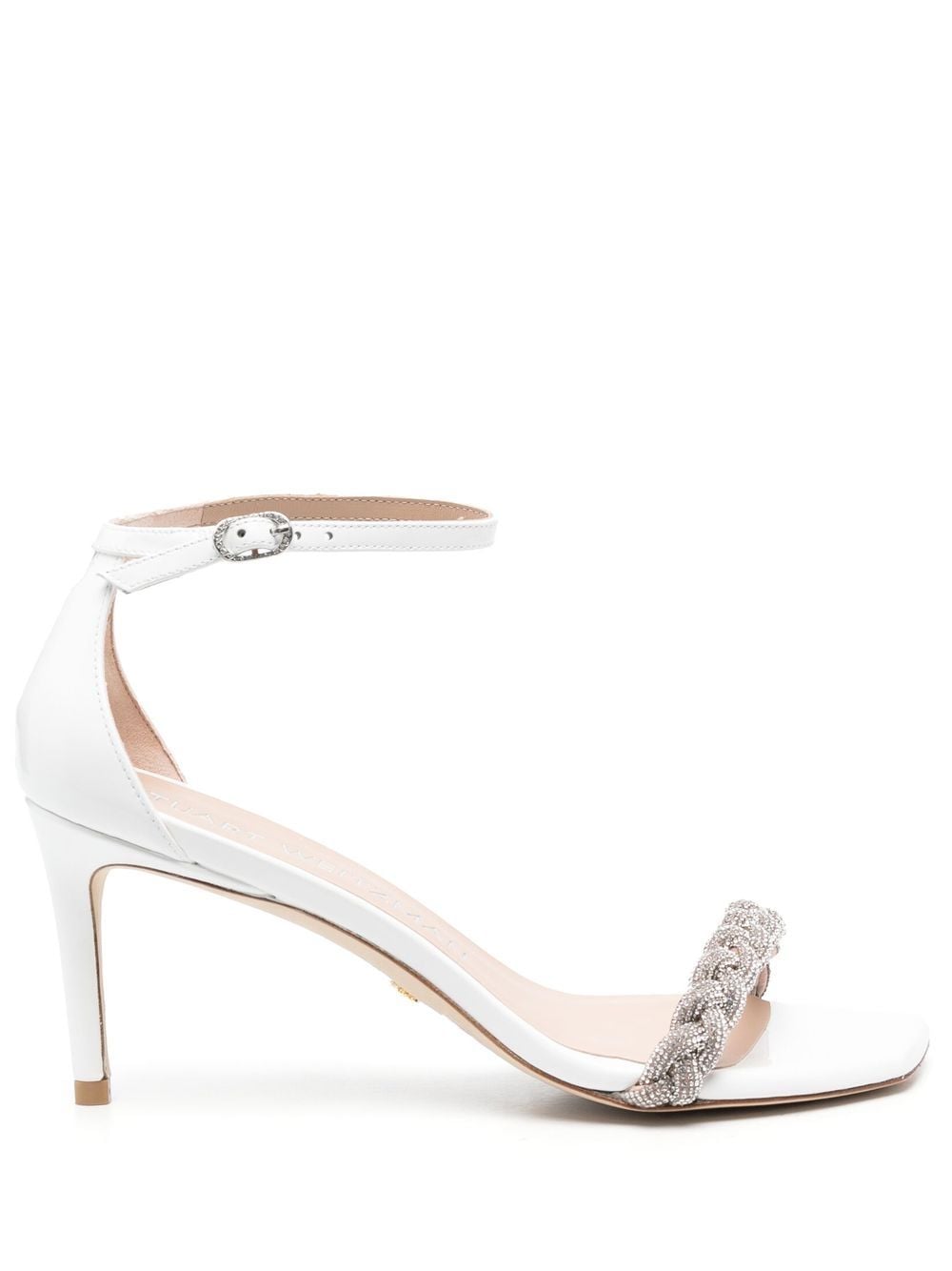 Stuart Weitzman 80mm crystal-embellished open-toe sandals - White von Stuart Weitzman