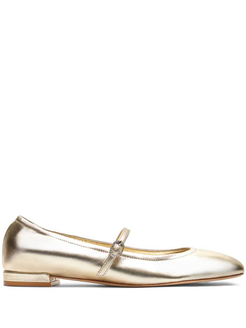 Stuart Weitzman Claris crystal-embellished leather ballerina shoes - Gold von Stuart Weitzman