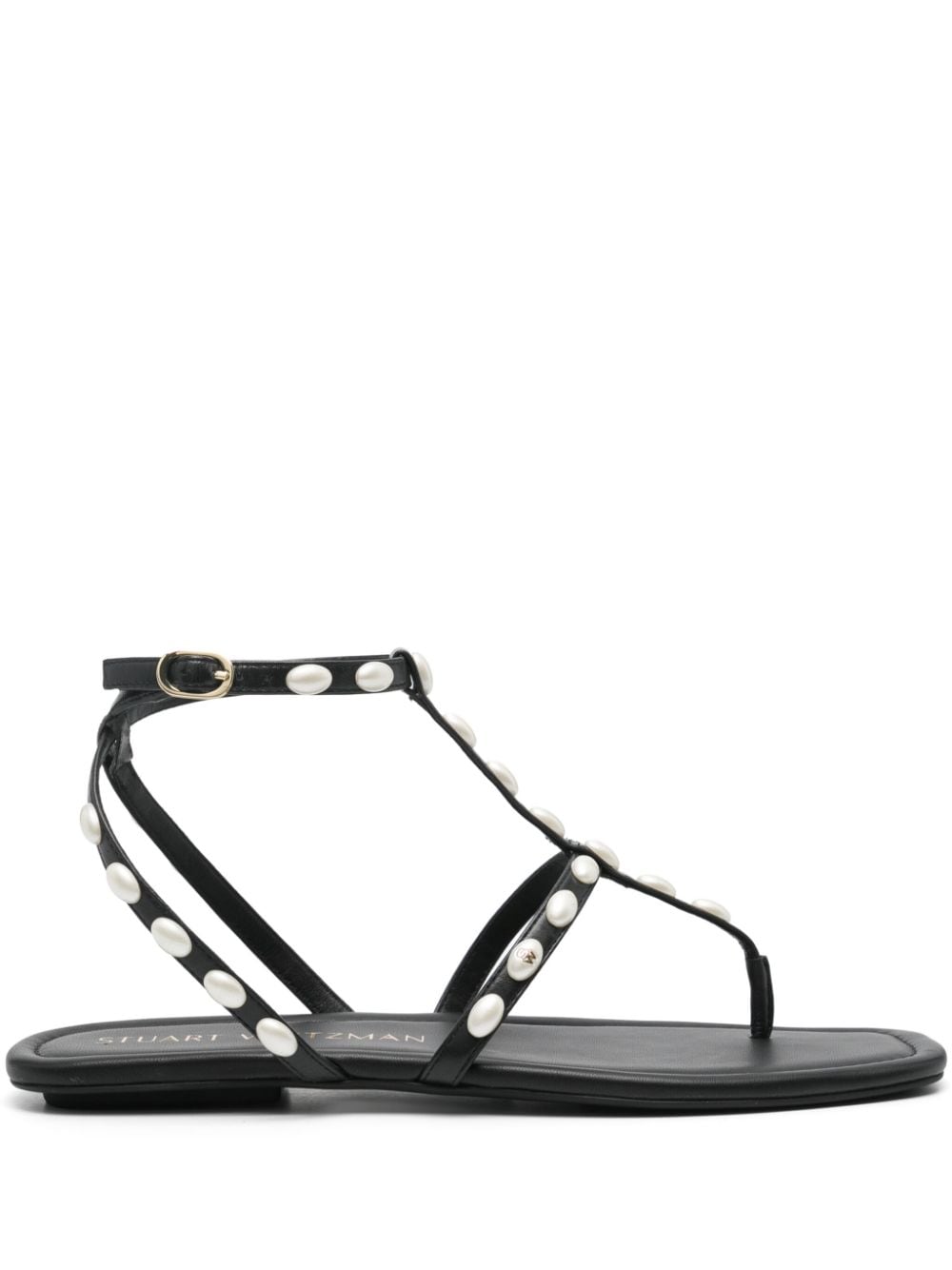 Stuart Weitzman Pearlita leather flat sandals - Black von Stuart Weitzman