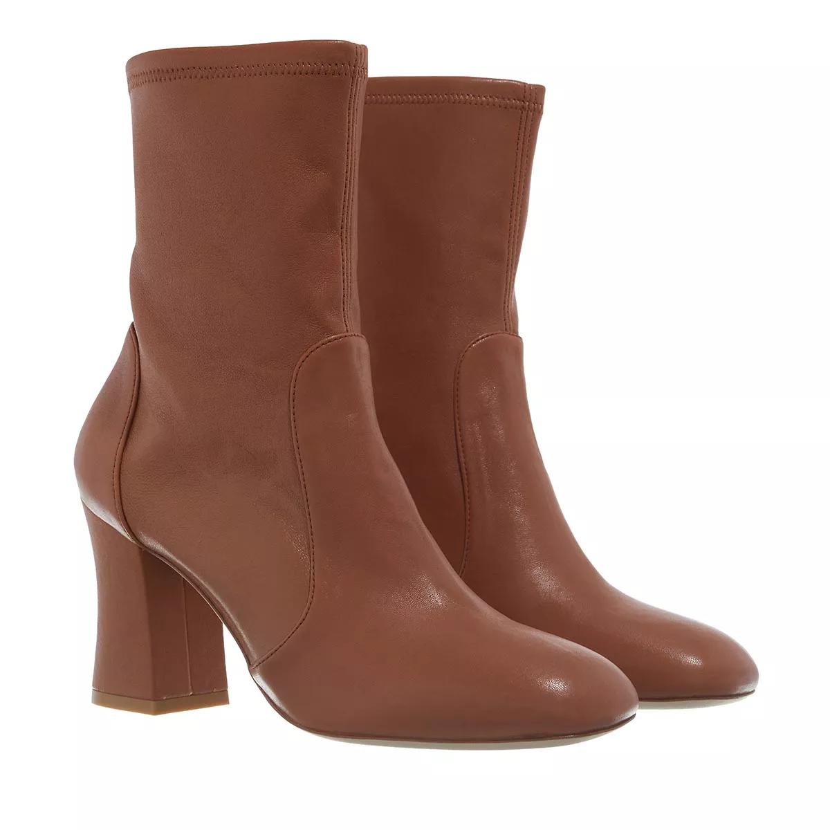 Stuart Weitzman Stiefel & Boots - Curveblock 85 Sock Bootie - Gr. 38 (EU) - in Cognacbraun - für Damen von Stuart Weitzman