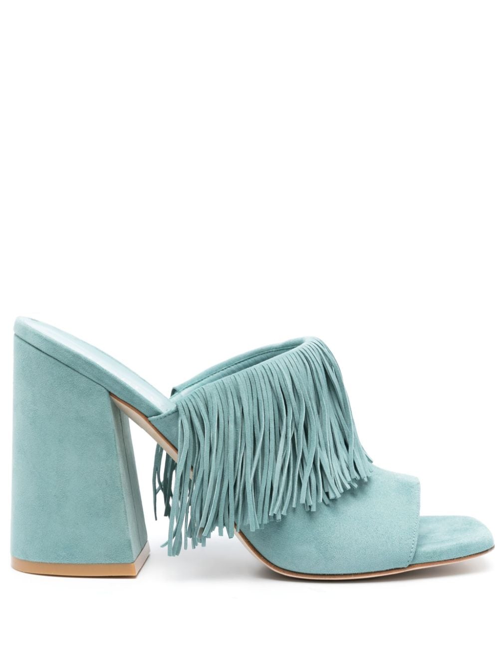 Stuart Weitzman Tia Fringe 100mm leather mules - Blue von Stuart Weitzman