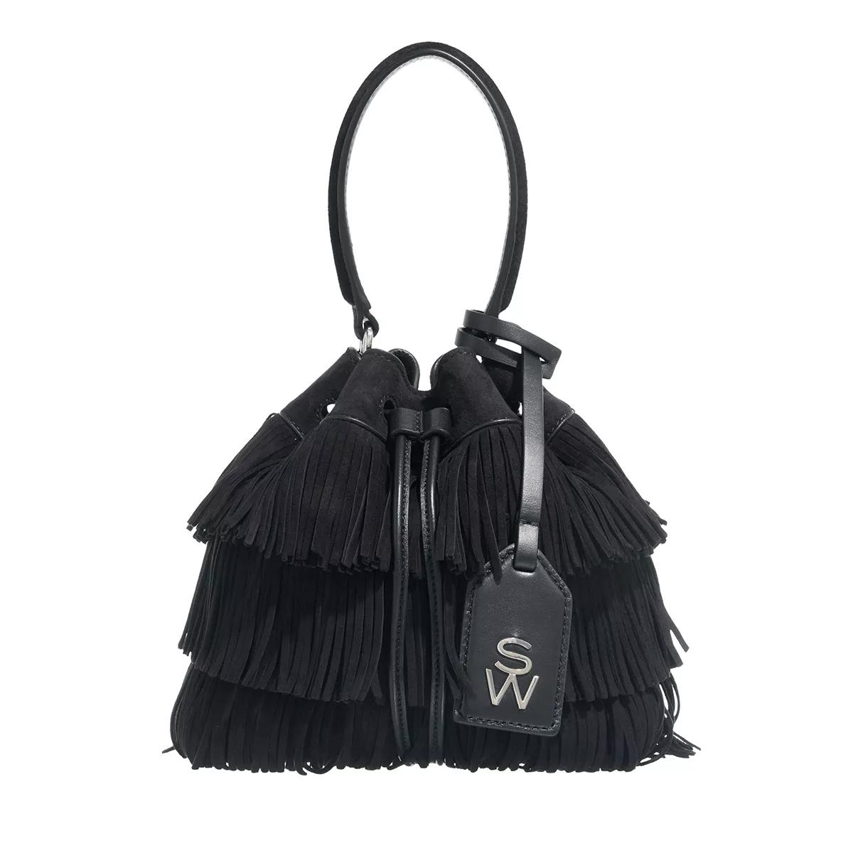 Stuart Weitzman Umhängetasche - Rae Fringe Mini Bucket Bag - Gr. unisize - in Schwarz - für Damen von Stuart Weitzman