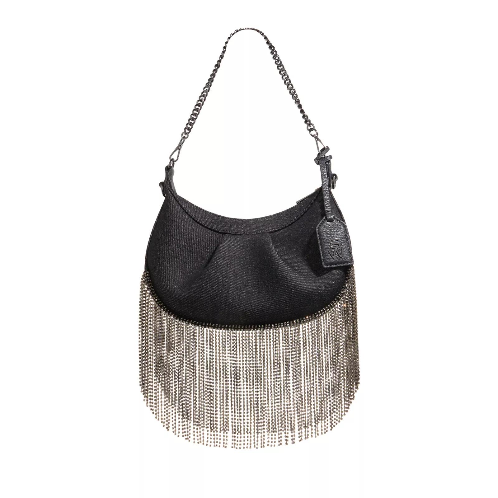 Stuart Weitzman Umhängetasche - Stellar Crescent Crystal Fringe Bag - Gr. unisize - in Schwarz - für Damen von Stuart Weitzman